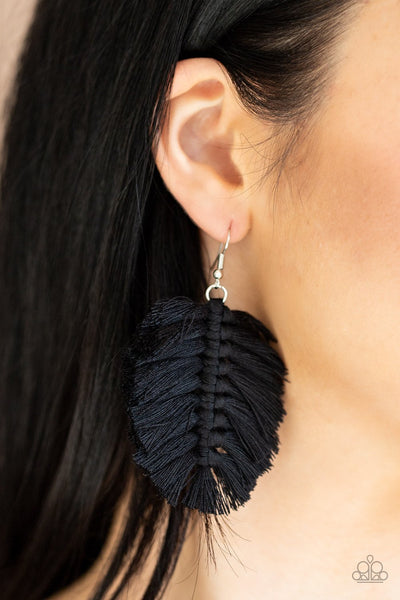 Paparazzi Knotted Native - Black Earrings