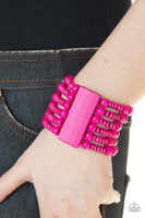 Paparazzi Don’t Stop Belize-ing -Pink Wood Bracelet