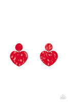 Paparazzi Just a Little Crush - Red Post Earrings