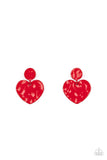 Paparazzi Just a Little Crush - Red Post Earrings