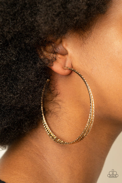 Paparazzi Watch and Learn - Gold Hoop Earrings