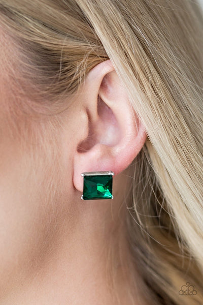 Paparazzi The Big Bang - Green Post Earrings