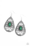 Paparazzi Floral Frill - Green Earrings