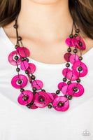 Paparazzi Catalina Coastin - Pink Wood Necklace