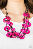 Paparazzi Catalina Coastin - Pink Wood Necklace