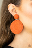 Paparazzi Circulate The Room - Orange Post Earrings