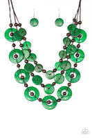 Paparazzi Catalina Coastin - Green Wood Necklace