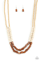 Paparazzi Bermuda Bellhop - Brown Wood Necklace