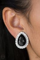 Paparazzi All HAUTE and Bothered - Black Clip-On Earrings