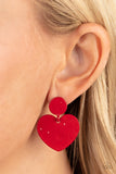 Paparazzi Just a Little Crush - Red Post Earrings