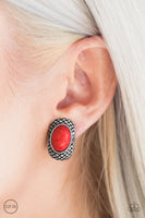 Paparazzi Bedrock Bombshell - Red Clip-On Earrings