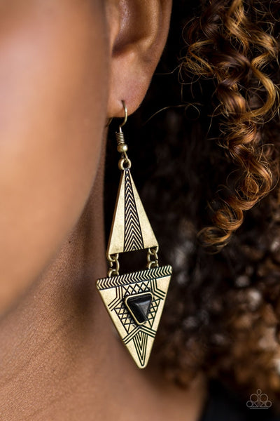 Paparazzi El Paso Edge - Brass Earrings