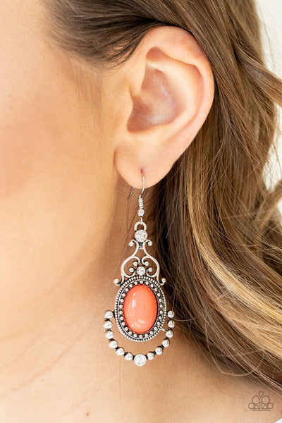 Paparazzi Cameo and Juliet - Orange Earrings