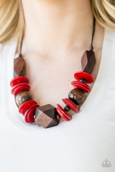 Paparazzi Pacific Paradise - Red Wood Necklace