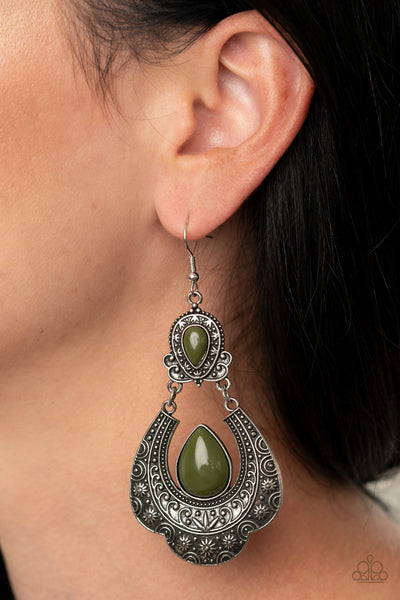 Paparazzi Rise and Roam - Green Earrings