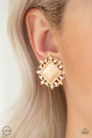 Paparazzi Get Rich Quick - Gold Clip-On Earrings