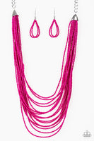 Paparazzi Peacefully Pacific - Pink Necklace