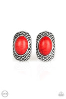 Paparazzi Bedrock Bombshell - Red Clip-On Earrings