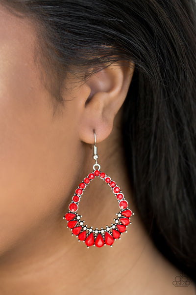 Paparazzi Crystal Waters - Red Earrings