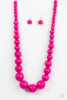 Paparazzi Effortlessly Everglades - Pink Wood Necklace