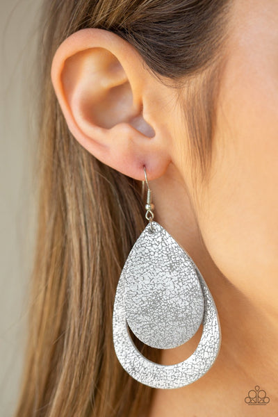 Paparazzi Fiery Firework - Silver Earrings