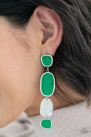 Paparazzi All Out Allure - Green Post Earrings