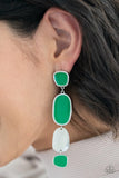 Paparazzi All Out Allure - Green Post Earrings