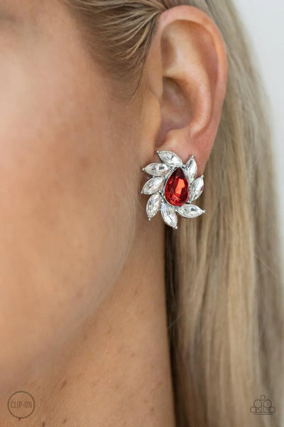 Paparazzi Sophisticated Swirl - Red Clip-On Earrings