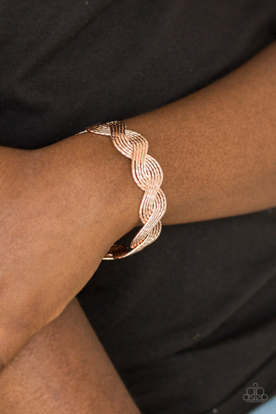 Paparazzi Braided Brilliance - Rose Gold Bracelet