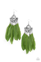 Paparazzi Plume Paradise - Green Earrings