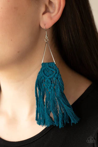 Paparazzi Modern Day Macrame - Blue Earrings