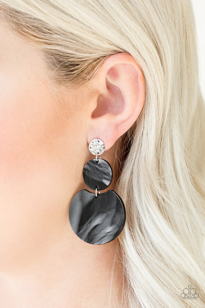 Paparazzi Miami Mariner - Black Earrings