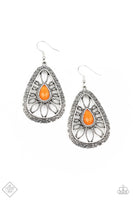 Paparazzi Floral Frill - Orange Earrings