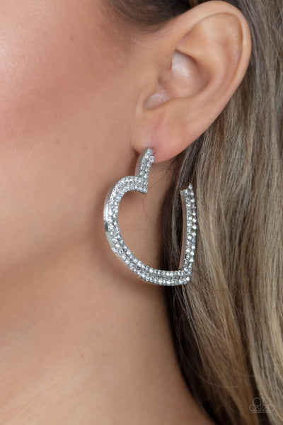 Paparazzi AMORE to Love - White Hoop Earrings