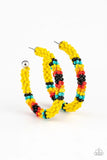 Paparazzi Bodaciously Beaded - Yellow Hoop Earrings