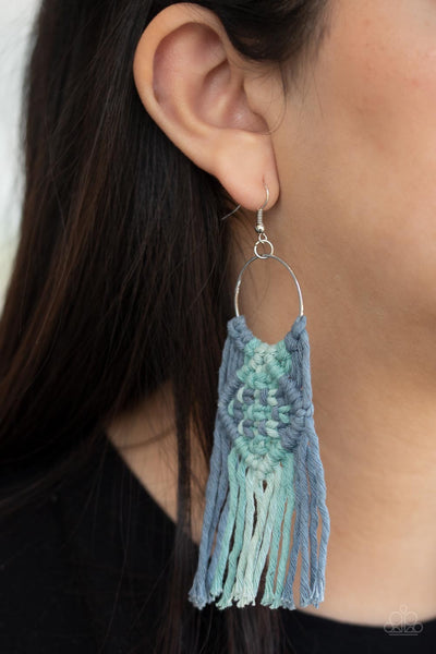 Paparazzi Macrame Rainbow - Blue Earrings