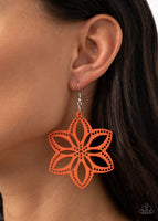 Paparazzi Bahama Blossoms - Orange Wood Earrings