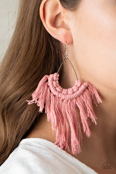 Paparazzi Wanna Piece Of MACRAME? - Pink Earrings