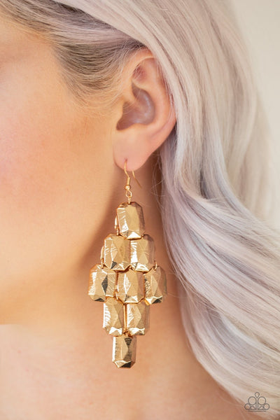 Paparazzi Contemporary Catwalk - Gold Earrings