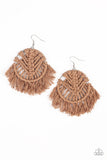 Paparazzi All About MACRAME - Brown Earrings