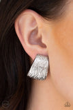 Paparazzi Superstar Shimmer - Silver Clip-On Earrings