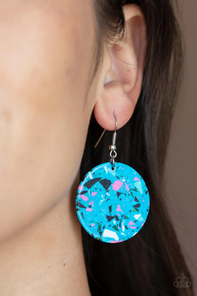 Paparazzi Tenaciously Terrazzo - Blue Earrings