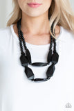 Paparazzi Tropical Heat Wave - Black Wood Necklace