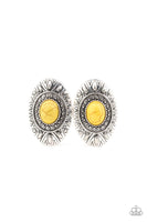 Paparazzi Stone Tiki - Yellow Post Earrings