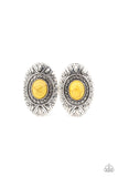 Paparazzi Stone Tiki - Yellow Post Earrings