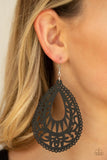 Paparazzi Zesty Zen - Black Wood Earrings