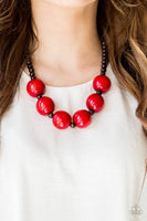 Paparazzi Oh My Miami - Red Wood Necklace