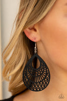 Paparazzi Shoulda Coulda WOODa - Black Wood Earrings