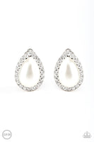 Paparazzi Old Hollywood Opulence - White Clip-On Earrings